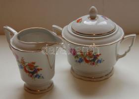 Régi Zsolnay porcelán kiöntő és cukortartó 11 cm magas / Zsolnay chinaware