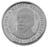 Bognár György (1944-) 1998. "150 éves a magyar népképviselet" kétoldalas Ag emlékérem eredeti dísztokban, tanúsítvánnyal (62,50g/0.925/50mm) T:AU (eredetileg PP) patina, folt