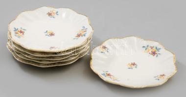 6 db süteményes tányérka. Matricás, jelzett, hibátlan d: 16 cm