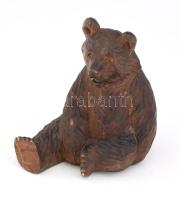 Black Forest Medve, faragott fa figura, jelzett, kanadai 13 cm