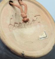 Lénárt Mihály: Retró kerámia tálka, kézzel festett, mázas, cca 1969. d: 17 cm