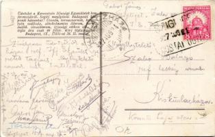 1927 KIE tábortűz, üdvözlet a Keresztyén Ifjúsági Egyesületek konferenciáiról, jól megférnek egymáss...