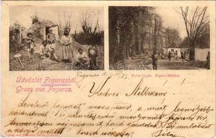 1899 (Vorläufer) Fogaras, Fagaras; Városliget, papírgyár, cigányok. Thierfeld Dávid kiadása / park, paper factory, gypsy family (r)