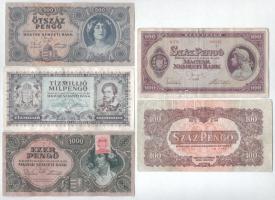 10db-os vegyes korona és pengő bankjegy tétel, közte 1944. 100P "A Vöröshadsereg Parancsnoksága...