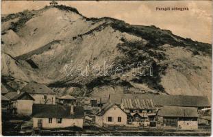 1917 Parajd, Praid; sóhegyek. Raab Lajos kiadása / salt hills (r)