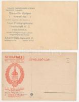 2 db RÉGI reklám képeslap: 1 Serravallo féle vasas Kína bor, 1 brómezüst tájképes levelező lap, Neue Photographische Gesellschaft A. G. Silberer Béla / 2 pre-1945 Hungarian advertisement cards