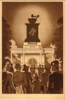 Franck kávé pavilonja az 1941. évi Budapesti Nemzetközi Vásáron, reklámlap. Klösz / Hungarian coffee advertisement s: Gebhardt (gyűrődés / crease)