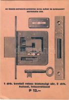 Budapest XIII. Lálity György szabadalmazott és biztonsági zárak üzeme, bevéső retesz, biztosító intézetek biztonsági zárja. Szekszárdi u. 6. / Hungarian advertisement card (non PC) (EK)