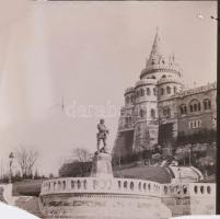 1905 Budapest, látványos üveg diák gyűjteménye: A Halászbástya a megnyitás után, Vár,, látkép a Várb...