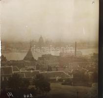 1905 Budapest, látványos üveg diák gyűjteménye: A Halászbástya a megnyitás után, Vár,, látkép a Várb...