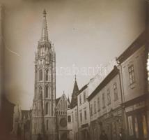 1905 Budapest, látványos üveg diák gyűjteménye: A Halászbástya a megnyitás után, Vár,, látkép a Várb...