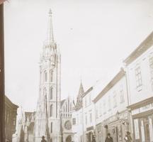 1905 Budapest, látványos üveg diák gyűjteménye: A Halászbástya a megnyitás után, Vár,, látkép a Várb...