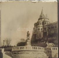 1905 Budapest, látványos üveg diák gyűjteménye: A Halászbástya a megnyitás után, Vár,, látkép a Várb...