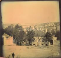 1905 Budapest, látványos üveg diák gyűjteménye: A Halászbástya a megnyitás után, Vár,, látkép a Várb...