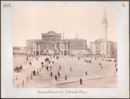 cca 1900 Isztambul, Szeraszkierat tér G. Berggren jelzett fotó magyar utazó által feliratozott, kartonon 24x33 cm  ca 1890 Istanbul Seraskierat place. Photo of G. Berggren on cardboard. inscribed by a Hungarian traveler 24x33 cm