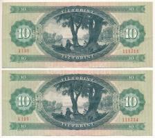 1975. 10Ft (2x) "A108 008718, 118734" T:F, szép papír
Adamo F8