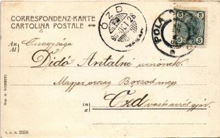 1904 Pola, Pula; K.u.K. Kriegsmarine Kriegshafen / Porto di Guerra / Osztrák-magyar haditengerészeti...