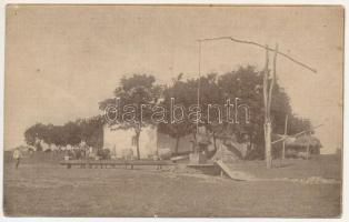 Bácska, Backa; Deutschungarische Bilder aus Vergangenheit und Gegenwart Nr. 5. Viehtränke beim "Szállás" (Meierhof) / Szarvasmarha vályú, itató / Cattle trough (EK)