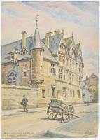 Morain jelzéssel: rue Pluche á Reims. Akvarell, papír, jelzett 22x30 cm