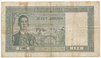 Jugoszlávia 1939. 10D "0981 199" T:F Yugoslavia 1939. 10 Dinara "0981 199" C:F Krause 35.