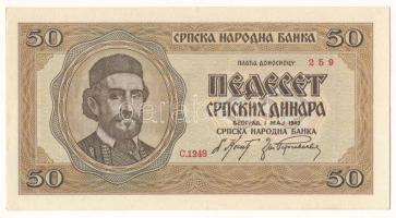 Szerbia / Német megszállás 1942. 50D "C.1248 259" T:AU Serbia / German Occupation 1942. 50 Dinara "C.1248 259" C:AU Krause 29.
