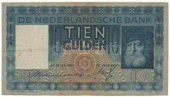 Hollandia 1935. 10G "FW 017495" T:F Netherlands 1935. 10 Gulden "FW 017495" C:F Krause 49.
