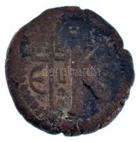 Bizánci Birodalom / Konstantinápoly / I. Justinianus 527-565. 1/2 Follis bronz érme (9,28g) T:F pati...
