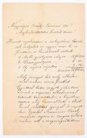 1885 Nagycenk, Tolnay Antal (1807-1885) kanonok-plébános autográf aláírással ellátott levele, "Nagyságos Királyi Tanácsos Ur!" megszólítással, a nagycenki sírkápolnával kapcsolatos kiadások tárgyában, 2 beírt oldal (Tolnay Antal vezette gróf Széchenyi István temetési szertartását 1860-ban)