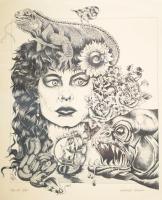 Lengyel Gyula (1943-1990): Egy nő, 1988. Nyomat, papír. Jelzett, számozott (8/100). Üvegezett fakeretben, 48×39,5 cm