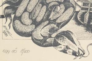 Lengyel Gyula (1943-1990): Egy nő, 1988. Nyomat, papír. Jelzett, számozott (8/100). Üvegezett fakere...