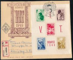 1949 VIT blokk dekoratív ajánlott FDC az NDK-ba