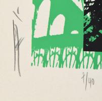 Hervé, Rodolf (1957-2000): Eiffel-torony zöldben. Szitanyomat, papír, jelzett, számozott: 7/40. 35x2...