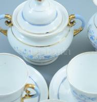 1877 - 1886, Porzellanfabrik August Rappsilber, Konigszelt: Teás készlet 9 darabja, jelzett, sérülés...