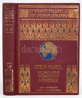 Stein Aurél (1862-1943): Homokba temetett városok. Régészeti és földrajzi utazás Indiából Kelet-Turkesztánba 1900-1901-ben. Lóczy Lajos előszavával. Fordította: Halász Gyula. Magyar Földrajzi Társaság Könyvtára. Bp.,én., Lampel R. (Wodianer F. és Fiai) Rt.,1 (címkép, Stein Aurél arcképe) t. + 267 p.+14 (fekete-fehér fotók) t.  Stein Aurél (1862-1943) Közép-Ázsia-kutató kisebb megszakításokkal 1886-tól dolgozott az indiai brit adminisztrációnak, több helyi egyetemen is oktatott, 1900-1931 között négy nagy hatású expedícióban térképezte fel Belső-Ázsia fehér foltjait. E műve első, 1900-1901-es belső-ázsiai kutatóútjának beszámolója. A néprajzi és régészeti részletekben gazdag, kalandos beszámoló szövegét oldalszámozáson belül számos szövegközti felvétel kíséri. A munka első kiadása 1904-ben jelent meg, "Sand-Buried Ruins of Khotan" címmel.  Egészoldalas fekete-fehér fotókkal illusztrált. Kiadói dúsan aranyozott egészvászon sorozatkötésben, kopott borítóval.