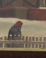 Olvashatatlan (Ladányi?) jelzéssel: Téli részlet. Olaj, vászon, faroston. Üvegezett fakeretben, 32x4...