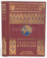 [Agostini, Alberto Maria de (1883-1960)] Alberto M. De Agostini: Tíz esztendő a Tűzföldön. Fordította: Cholnoky Béla. Magyar Földrajzi Társaság Könyvtára. Bp.,én., Lampel R. (Wodianer F. és Fiai), 209+2 p.+28 t. +2 (kihajtható térképek) t. + 1 (térkép-melléklet) t. 2. kiadás. Fekete-fehér fotókkal illusztrált.  Alberto Maria de Agostino (1883-1960) szalézi szerzetes, olasz misszionárius, felfedező, hegymászó, fényképész és etnográfus. Több évtizedes missziós munkássága Dél-Amerika legdélebbi részeire szólította; a rendkívüli természeti szépségekben gazdag, hó borította és szél tépte hegyvidék számos részét a modern felfedezők közül elsőként járta be. Munkájában 1910-1923 közötti földrajzi és néprajzi megfigyeléseit közli a Tűzföldről, annak vadászó életmódot folytató, sámánisztikus hiedelemvilágú őslakó törzseiről, illetve a lassan modernizálódó vidékről.  Kiadói dúsan aranyozott egészvászon sorozatkötés.