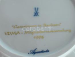 Meissen Aquatinta virágmintás tálka, jelzett, hibátlan, d: 16,5 cm