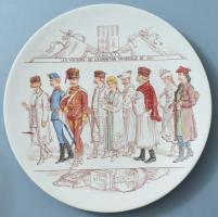 Sarreguemines dísztál, "A 1889-es Világkiállítás résztvevői", jelzett, d: 21,5 cm
