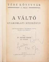 Pethő Tibor: A váltó. Gyakorlati kézikönyv. Törvénymagyarázat, üzletesetek, minták, példák, joggyakorlat. Thébe Könyvtár 35. sz. [Bp.], 1927, TÉBE, 182 p. Átkötött félvászon-kötés, javított címlappal.