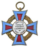 1934. "Önkéntes Tűzoltó Testület Eberhart 1884-1934" zománcozott medál (40x40mm) T:XF zománchiba