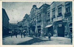 1938 Ungvár, Uzshorod, Uzhhorod, Uzhorod; Hotel Koruna a Fencikovo námestí / Korona szálloda, étterem, üzletek, gyógyszertár / hotel, restaurant, shops, pharmacy + So.Stpl