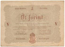 1848. 5Ft "Kossuth bankó" barna nyomat, "37403" T:F, szép papír Adamo G109A