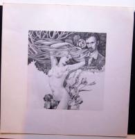 Töreky Ferenc (1922- ): Erotikus témájú, szürrealisztikus grafika, 50x50 cm