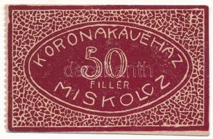 Miskolc ~1920. 50f "Korona Kávéház Miskolcz" vöröses barna T:AU Adamo MIS-18.1