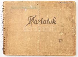 1953 Vázlatfüzet, benne színes divatrajzokkal, zömmel grafit és akvarell.