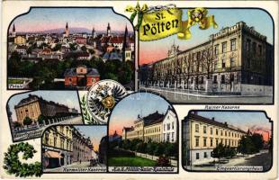 1916 Sankt Pölten, St. Pölten; Rainer Kaserne, Kaiser Franz Josef Kaserne, Karmeliter Kaserne, K.u.k. Militär Unter Realschule, Einquartierungshaus / military barracks and school. Art Nouveau