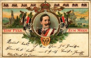 1898 (Vorläufer) Vom Fels zum Meer / II.Vilmos császár, német szecessziós katonai propaganda / Wilhelm II, Art Nouveau litho German military propaganda art (fa)