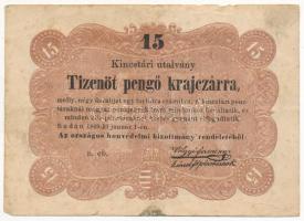 1849. 15kr "Kossuth bankó" T:F, hátoldalon ceruzás firka Adamo G102