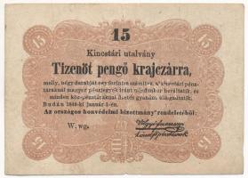 1849. 15kr "Kossuth bankó" T:F Adamo G102