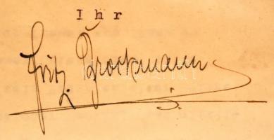 Fritz Brockmann német előadóművész kártyája és aláírása fejléces levélpapíron / Autograph  and lette...